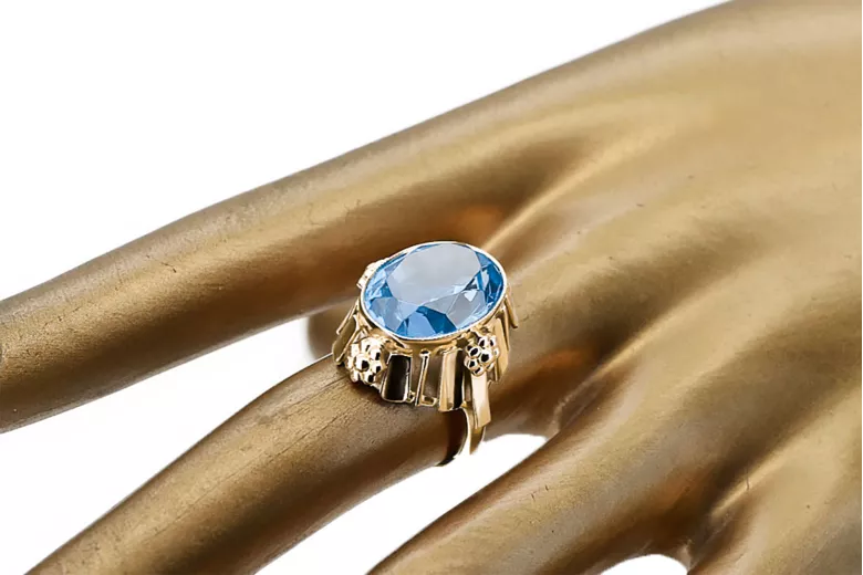 Ring Aquamarin 14 Karat Gelbgold Vintage Schmuck vrc043y